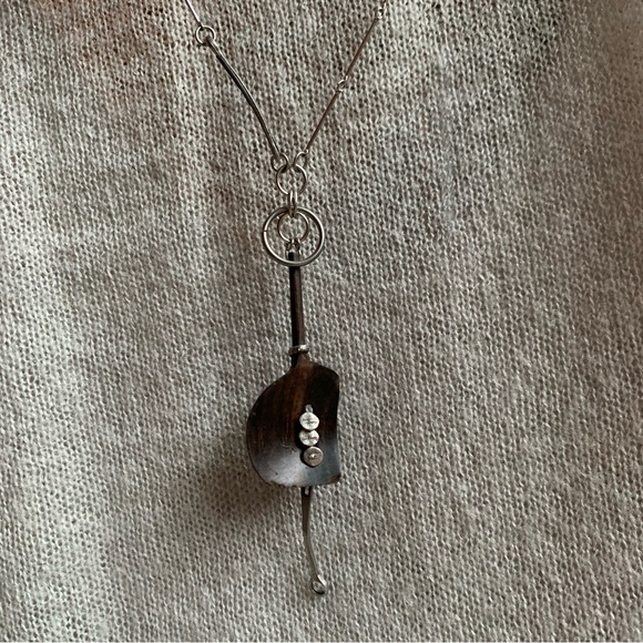 Anne Marie Chagnon signed brutalist mixed medium necklace - Picture 2 of 11